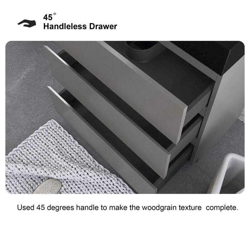 24"/30"/36" Freestanding Bathroom Vanity Set with Black Integrated Quartz Sand Sink