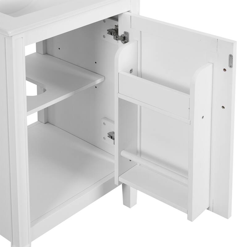20" White Bathroom Vanity with Ceramic Sink