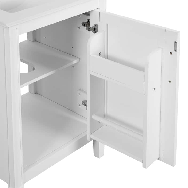 20"Bathroom Vanity with Ceramic Sink,Soft Close Door,Adjustable U-Shaped Shelf,Door Storage Rack,Modern Freestanding Cabinet