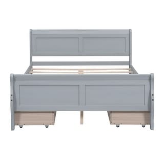 Full Wood Platform Bed with Drawers - Elegant Design, No Box Spring Needed