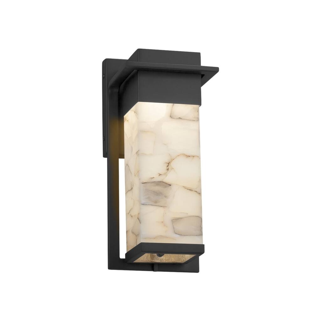Justice Design Alabaster Rocks Pacific Matte Black Small Outdoor LED Wall Sconce