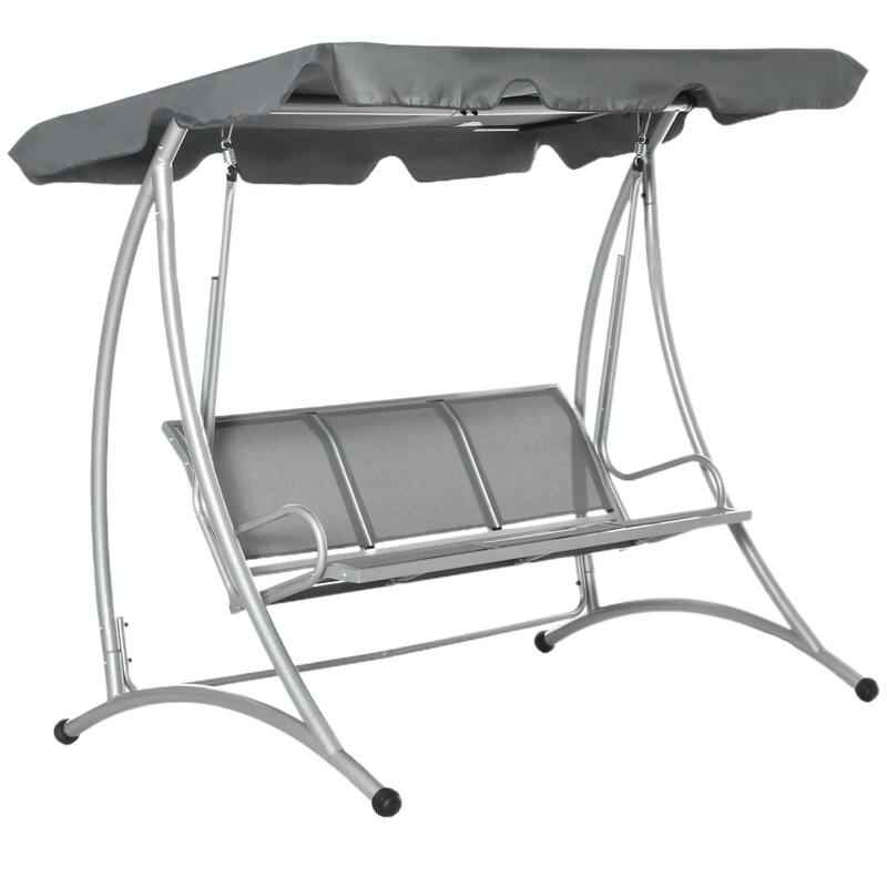 3-Seat Porch Swing, Adjustable Canopy, Breathable Seat, Steel Frame