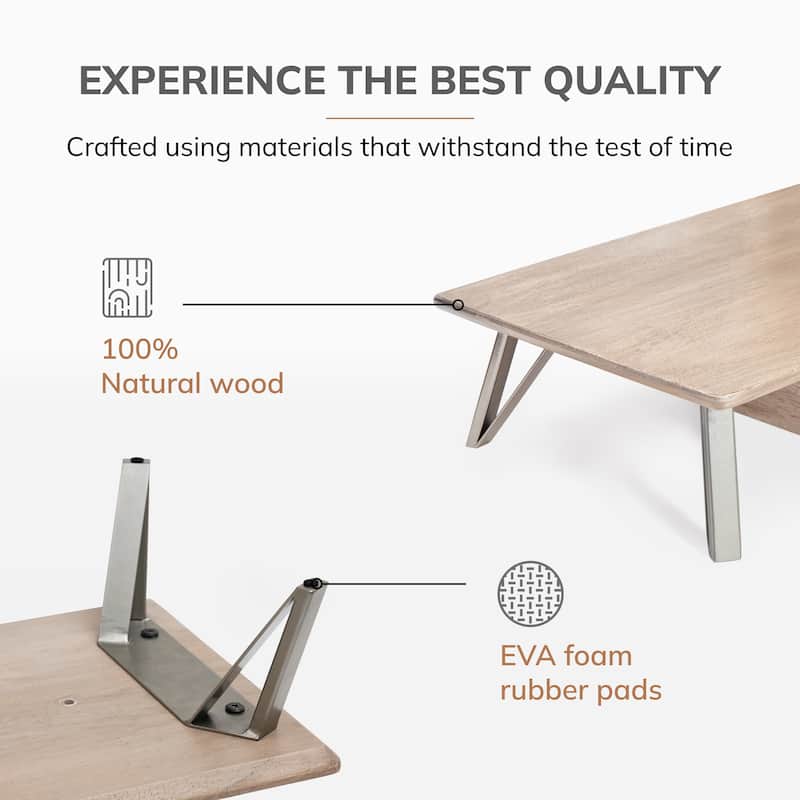 Jani Wood Monitor Stand Riser Desk - Ergonomic Design Stand, Desktop Organizer Table for Home, Office Workspace, Gaming Desk