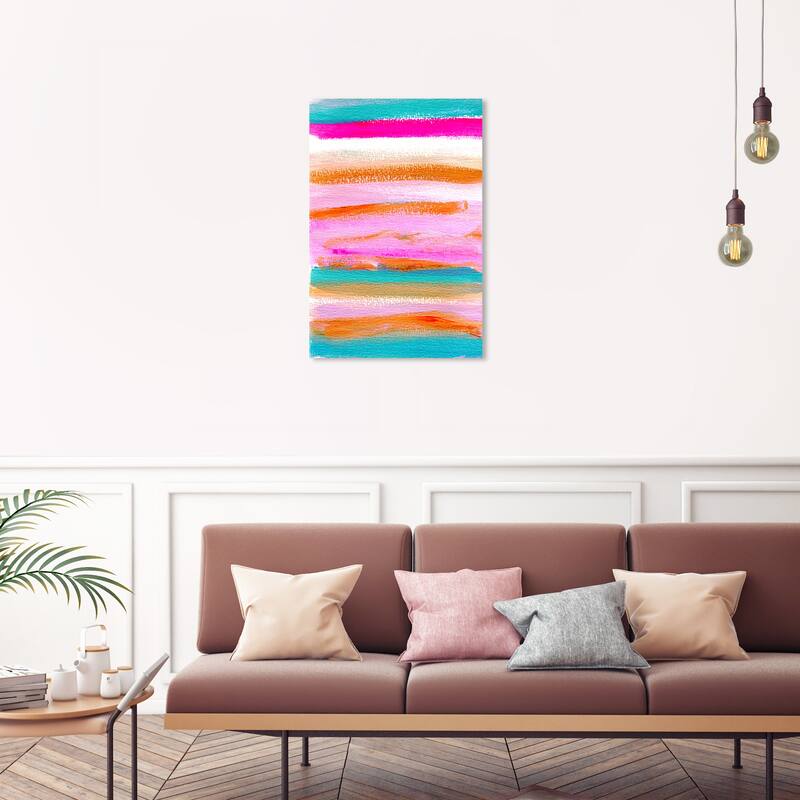 Wynwood Studio Abstract Deep Waters Pink and Turquoise Modern & Contemporary Wall Art Canvas Print - 30 x 20