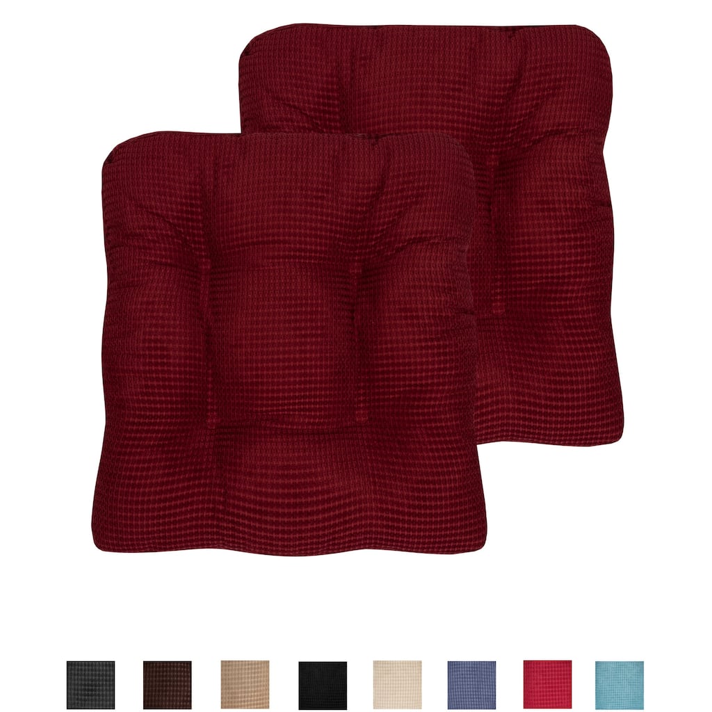 Sweet Home Collection Fluffy Memory Foam Tufted Chair Cushion Non Slip Microdot Rubber Back