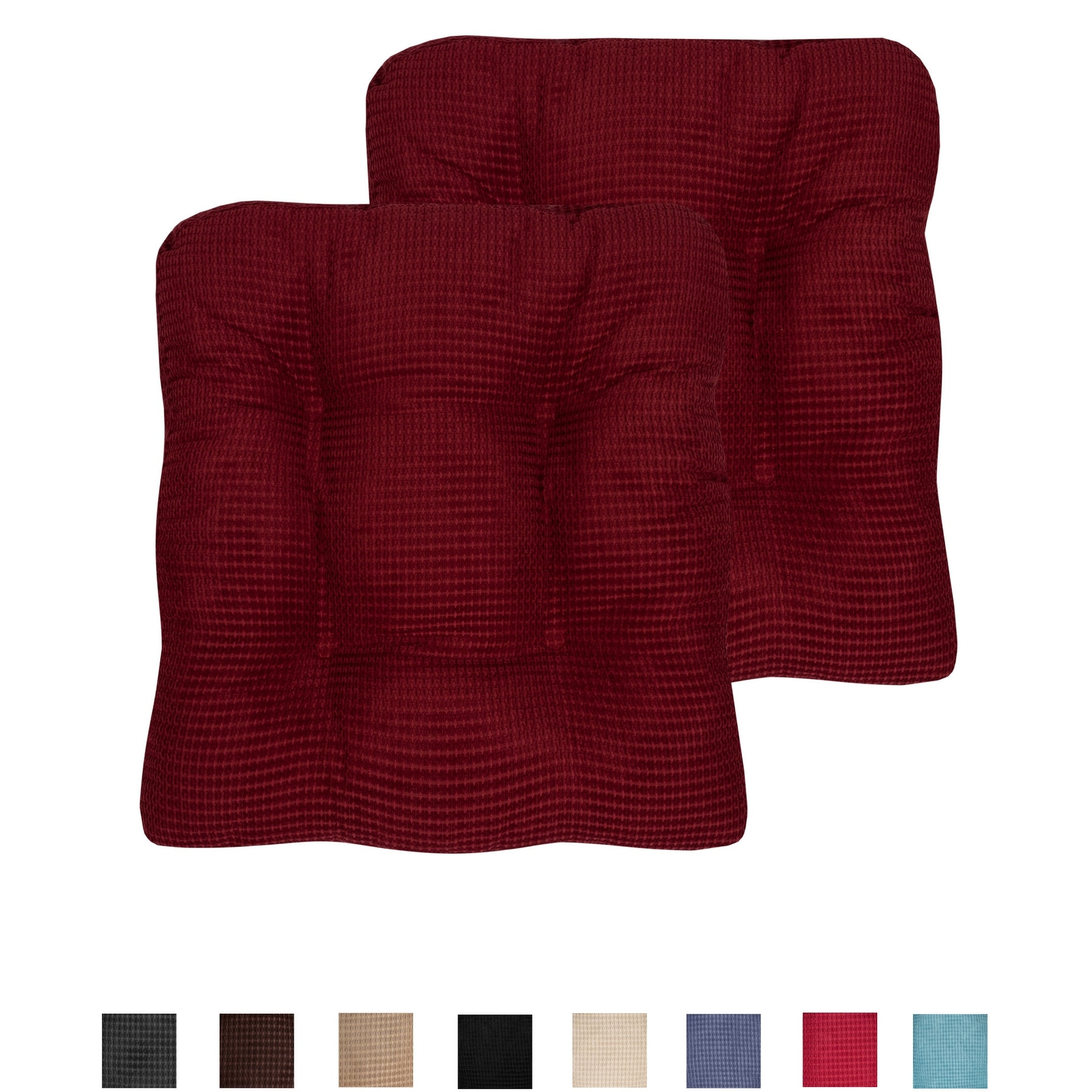 Sweet Home Collection Fluffy Memory Foam Tufted Chair Cushion Non Slip Microdot Rubber Back