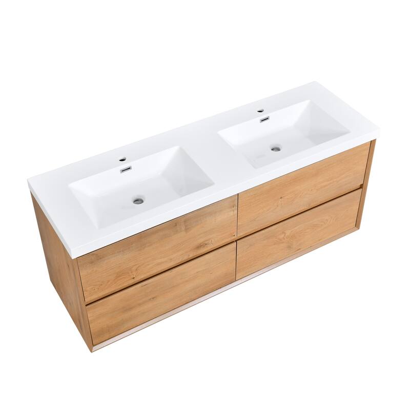 Sylphar 60 in. Toffee Oak Bath Vanity with Undermount Sink, 3 Top Options