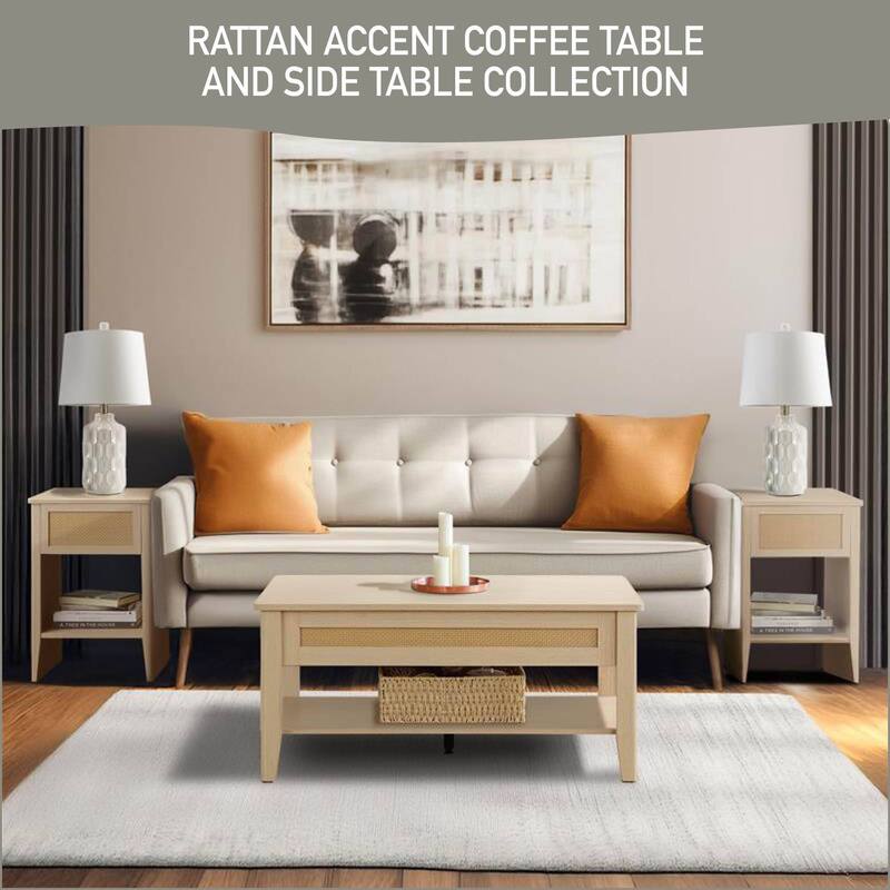 Chelsea Square Lennox Lift-Top Rattan Coffee Table - 19x16