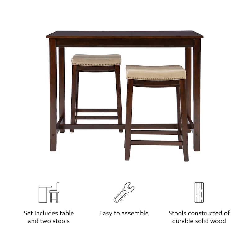 3-Piece Counter Table and Stools - 47.25" - Brown and Beige