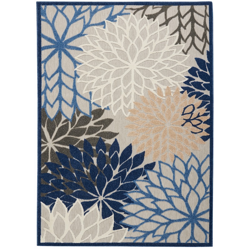 Nourison Aloha Floral Modern, Indoor/Outdoor Area Rug - 6' x 9' - Blue/Multicolor
