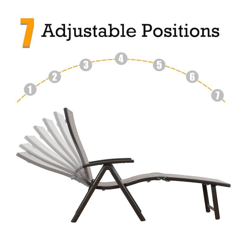 Kozyard Cozy Aluminum Beach Yard Pool Folding Reclining 7 Adjustable Chaise Lounge Chair with Cushion