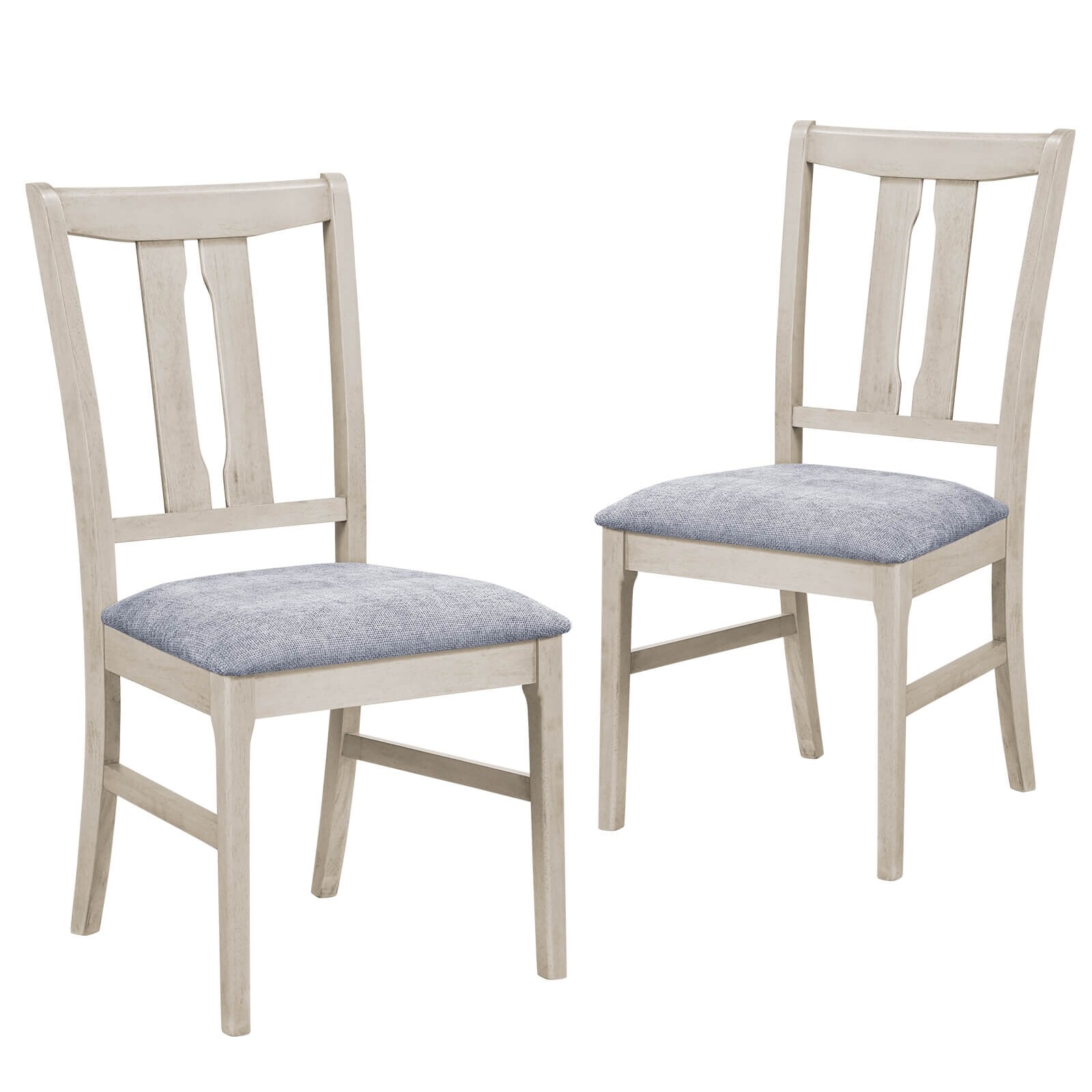 Costway 2/2PCS Wooden Dining Chairs Fabric Upholstered Kitchen Chairs