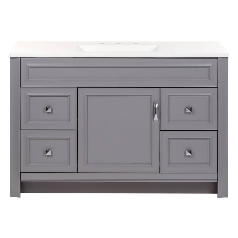 Spring Mill Cabinets Nimay 48.5" Bathroom Vanity With 1-Door Cabinet, 4 Drawers, and White Sink Top