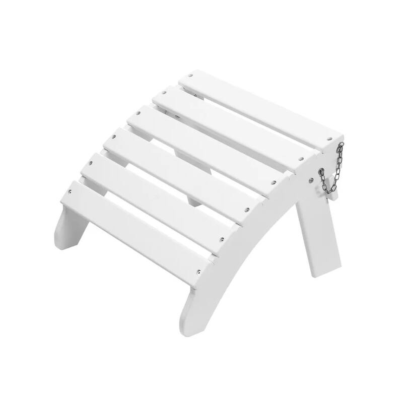 White HDPE Foldable Adirondack Ottoman Footrest with Steel Screws Ideal for Various Outdoor Spaces - 17.7” x 19.7” x 13.8” in