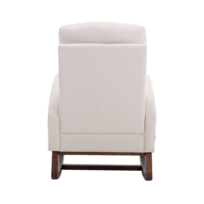 Beige 27" Upholstered Rocking Chair with Side Pocket