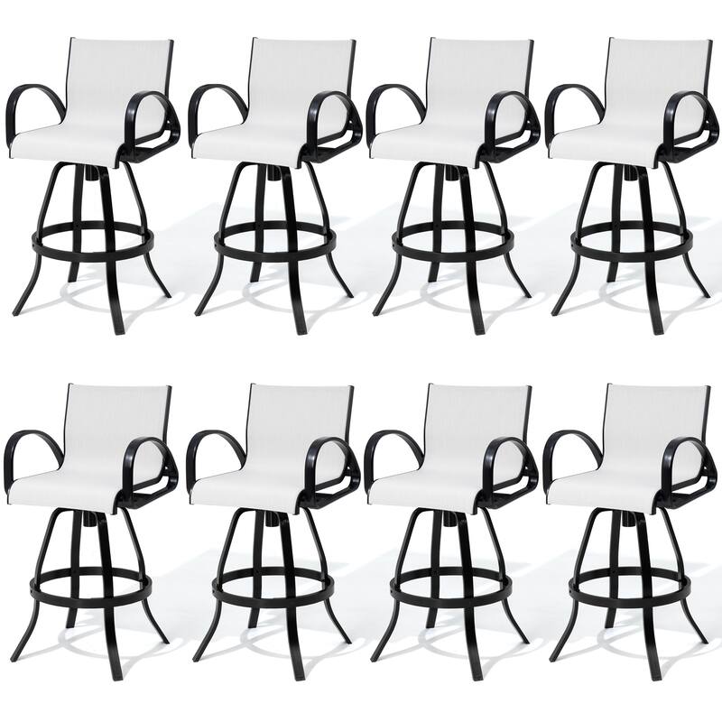 30''H Pellebant Outdoor Patio All-Aluminum Premium Swivel Bar Stools with Sunbrella Fabric