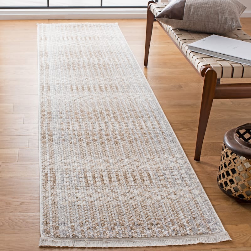 SAFAVIEH Sedona Estie Modern Boho Fringe Rug - 2'4" x 9' Runner - Ivory/Beige