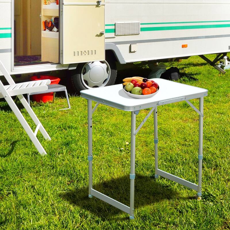 Outsunny 23" Folding Camping Table with Adjusting Height, Lightweight Portable Table, Outdoor Folding Table, Camping Accessories