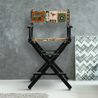 24" Director's Chair Black Frame-Congo BongoNatural - 23"W x 19"D x 39.5"H