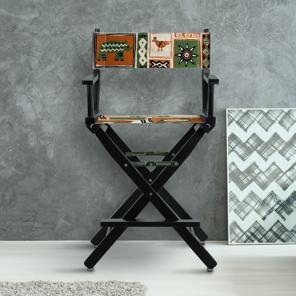 24" Director's Chair Black Frame-Congo BongoNatural - 23"W x 19"D x 39.5"H