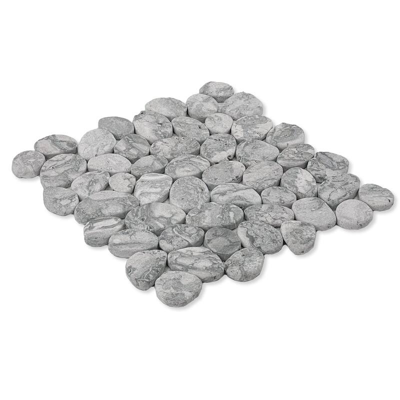 Coin Marble 11 in. x 11 in. Marble Mesh-Mounted Mosaic Wall and Floor Tile