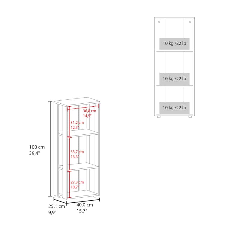 Office Library, 3 Shelves with durable engineered wood,FSC Certified CPSIA Compliant