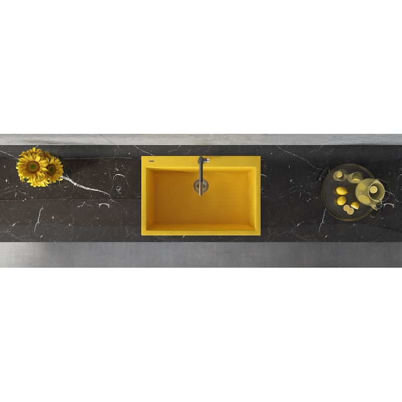 Ruvati 33 x 22 inch Granite Composite Drop-in Topmount Kitchen Sink Single Bowl - Midas Yellow - RVG1080YL