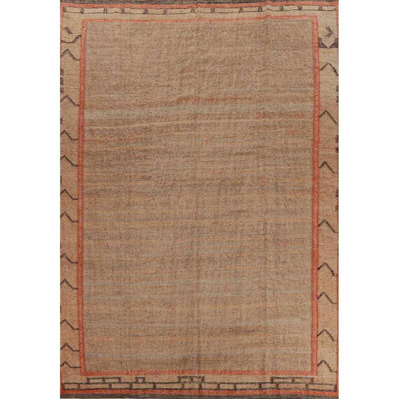 Hand Woven Oriental 100% Jute Carpet Southwestern Modern Brown Kilim Area Rug - 13' 4'' X 10' 6''