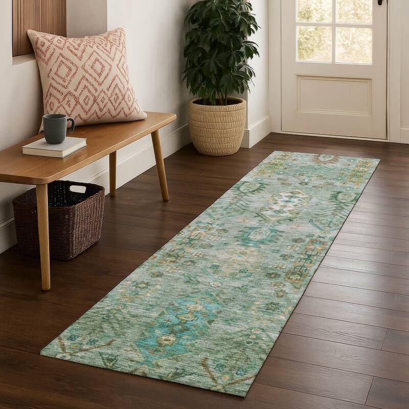 Premium Washable Super Soft Traditional Karachi Mayfield Rug - Sage - 2'3" x 7'6"