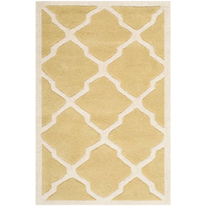 SAFAVIEH Handmade Chatham Rinske Modern Moroccan Wool Rug - 2' x 3' - Light Gold/Ivory