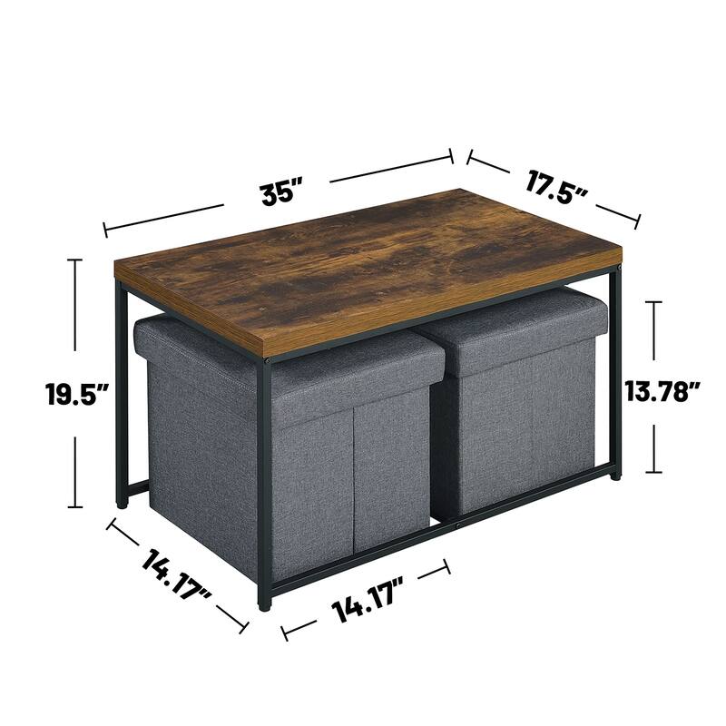 3 Piece Rectangle Coffee Table Set with Metal Base