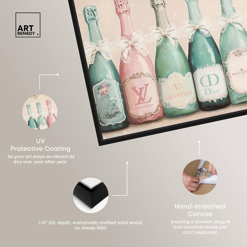 Champagne Mint and Pink Canvas by Art Remedy