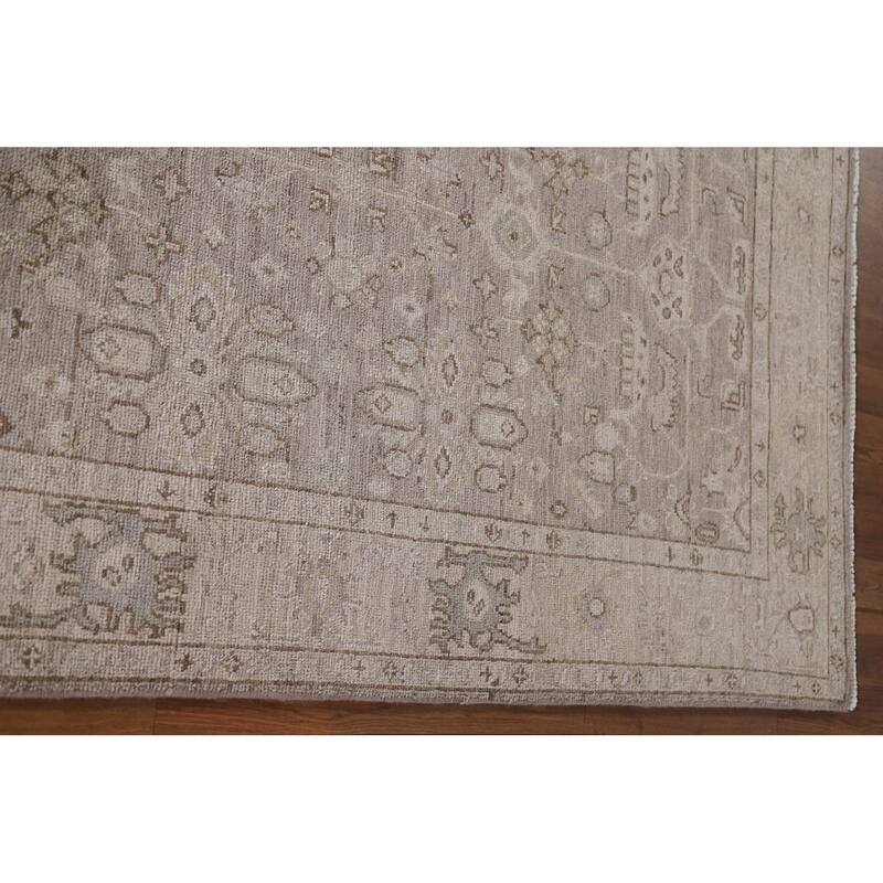 Hand Knotted Oriental 100% Wool Carpet Transitional All-Over Brown Oushak Area Rug - 6' 6'' X 4' 0''