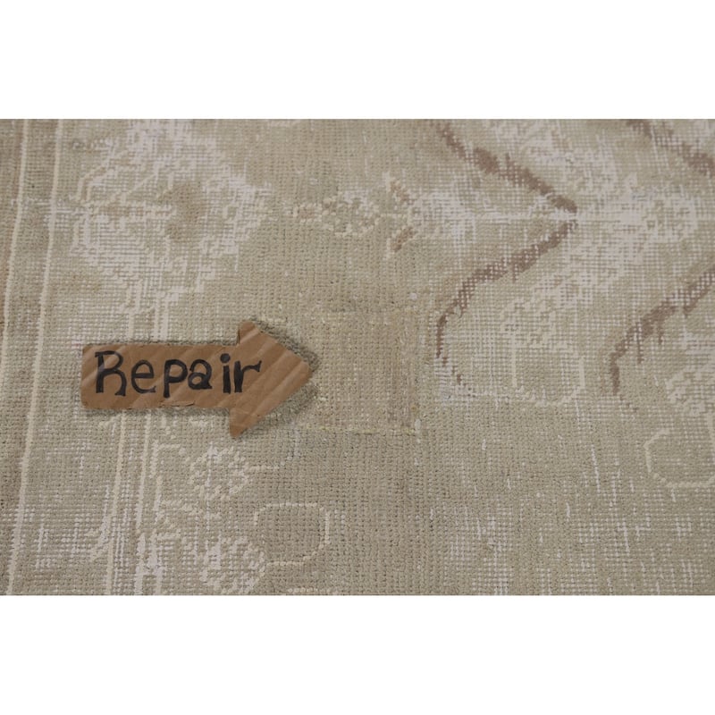Distressed Tabriz Vintage Persian Rug Bedroom Hand-Knotted Wool Carpet - 9'10" x 12'10"