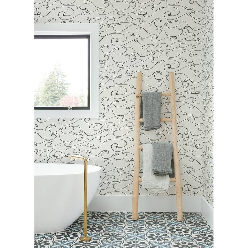 Chesapeake Kuroshio Charcoal Ocean Wave Wallpaper