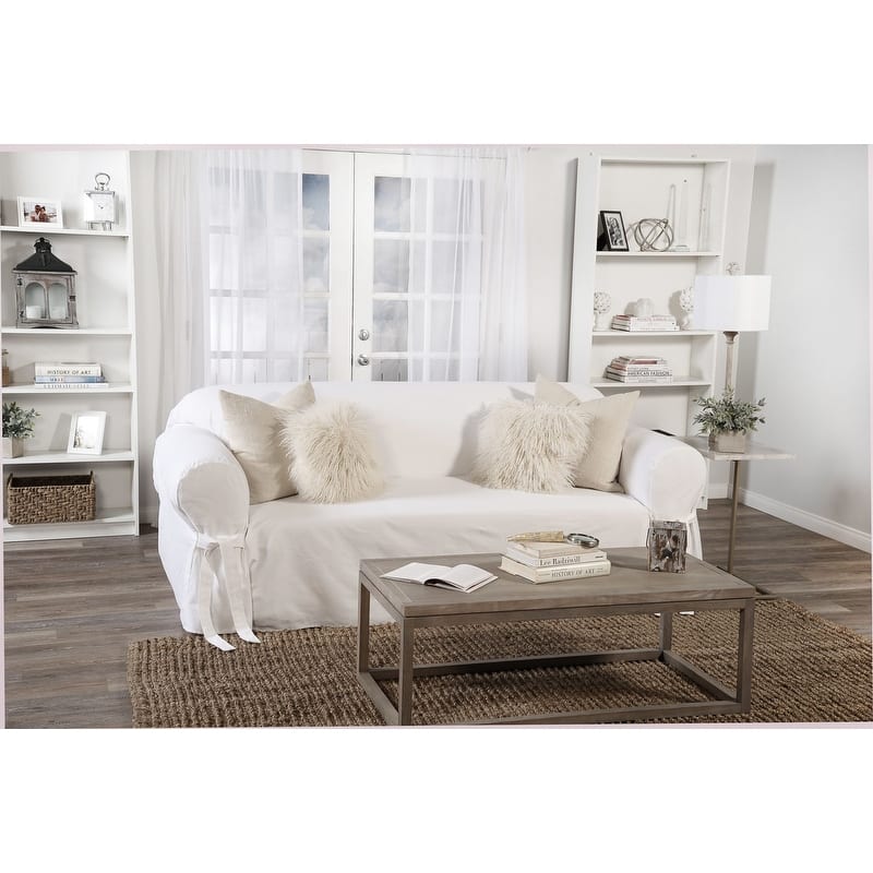 Classic Slipcovers White Twill Sofa Slipcover