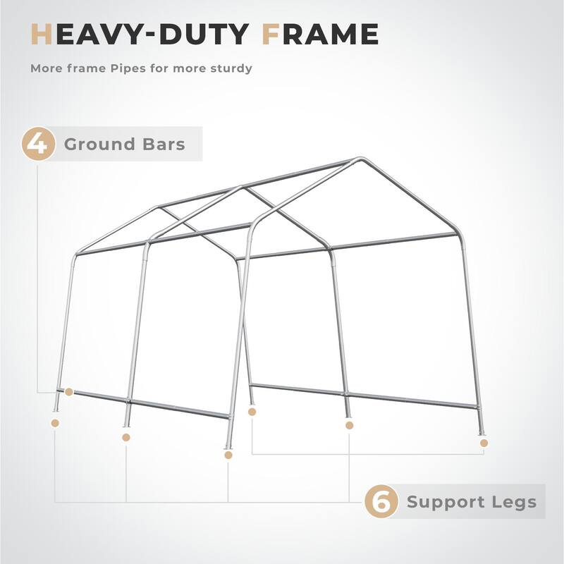 EROMMY Portable Outdoor Storage Shelter, Heavy Duty Carport w/Roll-up Doors & Ventilated Windows, Portable Garage Tent Shelter