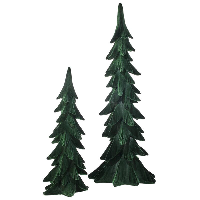 17.5-23" Resin Flocked Tree Set of 2