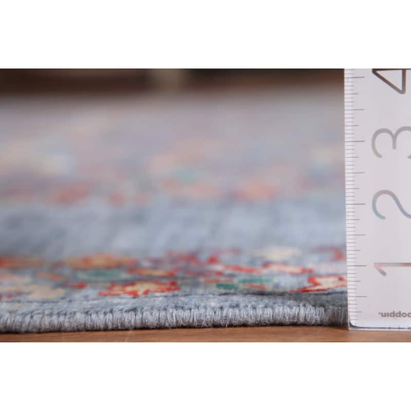 Hand Knotted Oriental 100% Wool Carpet Modern All-Over Navy Blue & Blues Art & Craft Area Rug - 12' 2'' X 8' 9''