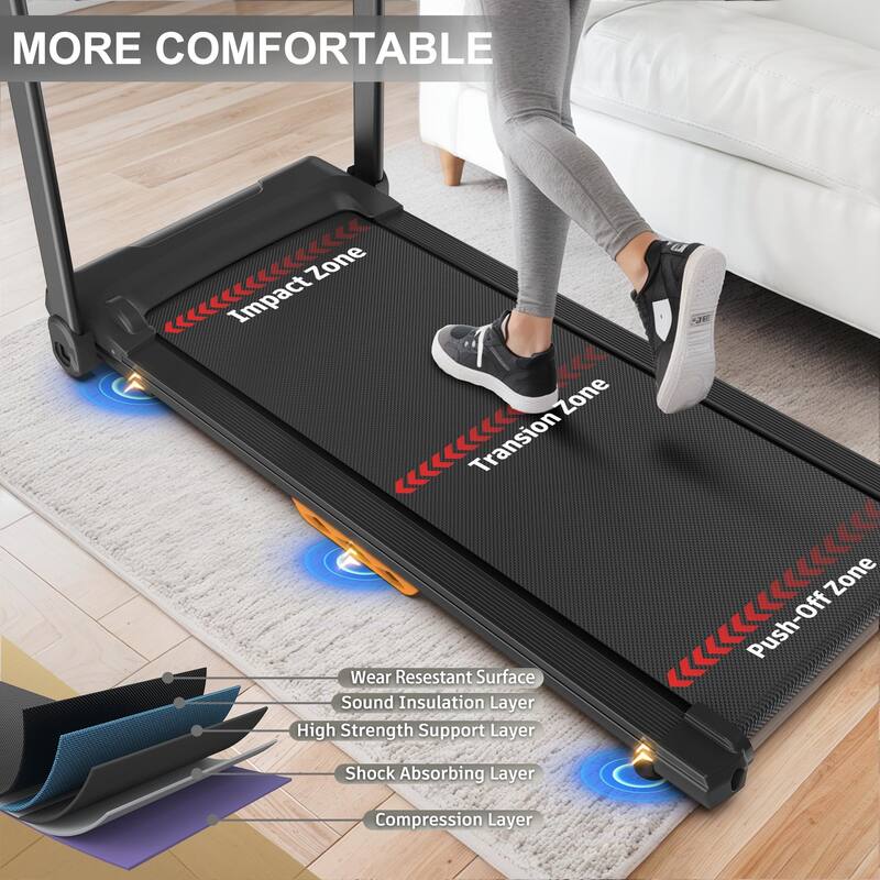 Walking Mat Treadmills Portable, 265 LB Capacity, Space-Saving Compact Walking Jogging Running Machine