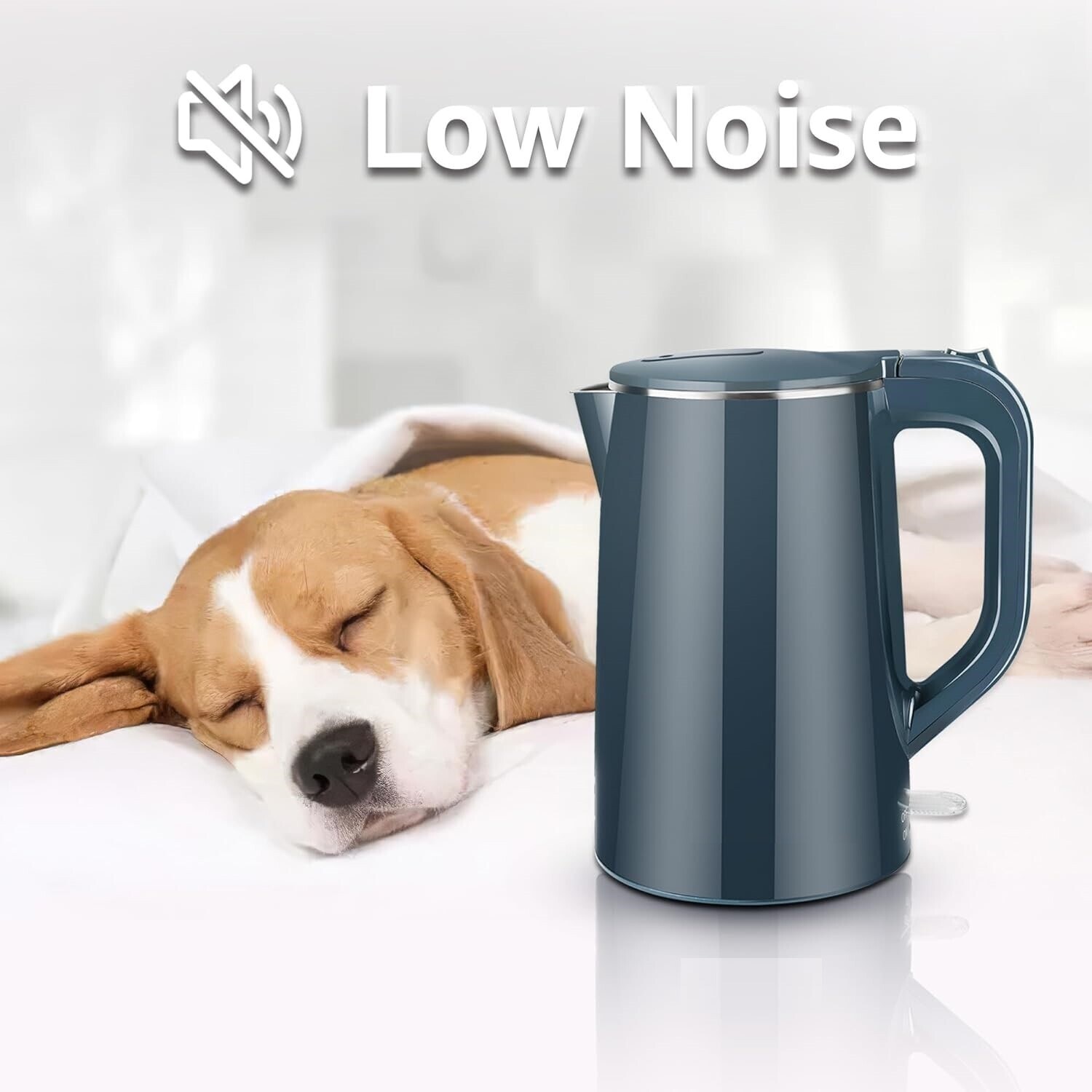 1.7L Electric Kettle Quiet Double Wall Hot Water Boiler BPA Free Auto Shut Off Boil Dry Protection 1500W Fast Boiling Green
