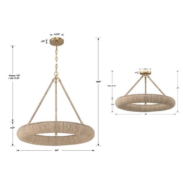 Oakley 1 Light Soft Gold Chandelier - 24"W x 3.5"H x 24"D