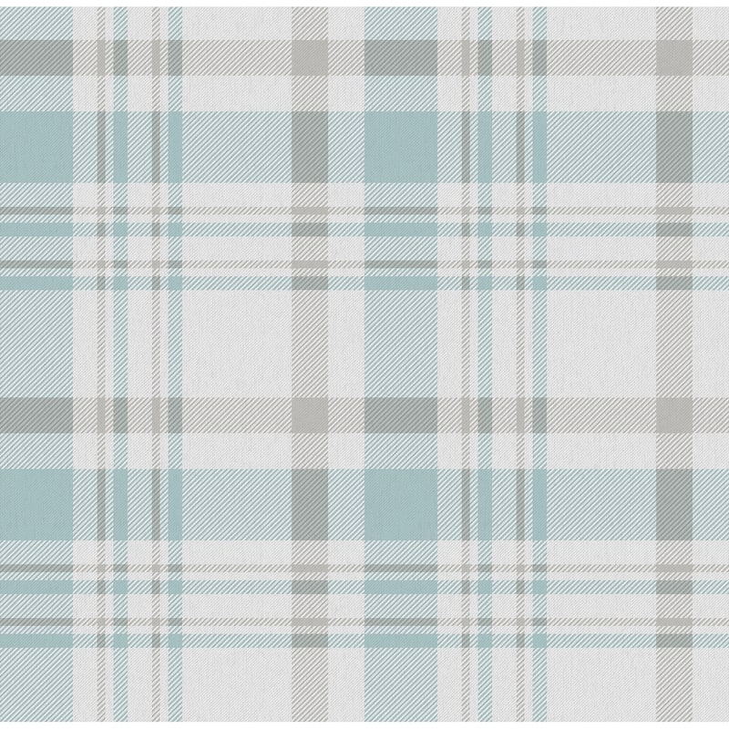 Galerie Wallcoverings Spring Blossom Check Plaid Non-woven Matte Wallpaper Roll - 33 feet x 21 inches - Light Blue