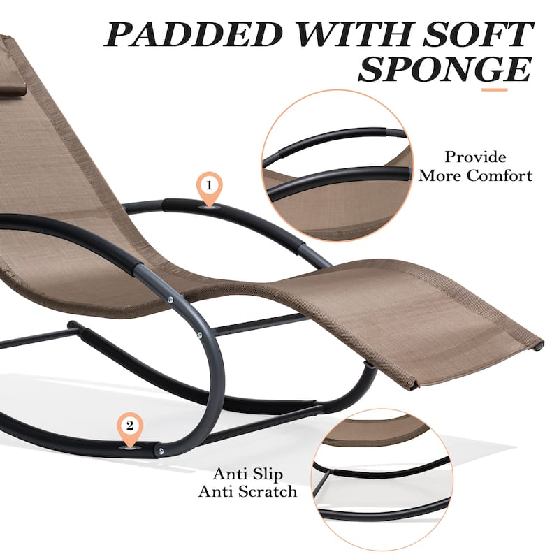 Outdoor Patio Rocking Chairs Curved Rocker Chaise Lounge Chairs (Set of 2) - 57.87" L x 24.70" W x 35.43" H