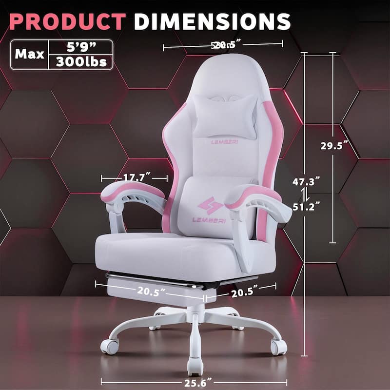 Bossin Gaming Chairs with Footrest, Big and Tall Chair 350lb Capacity, Racing Style Computer Chair with Ergonomic Lumbar Support