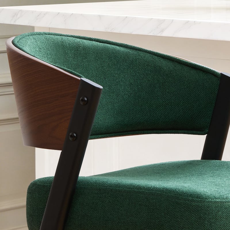 Upholstered Swivel Counter Height Bar Stool with Curved Back and Bentwood Frame - 37.2"H x 19.1"W x 20.5"D