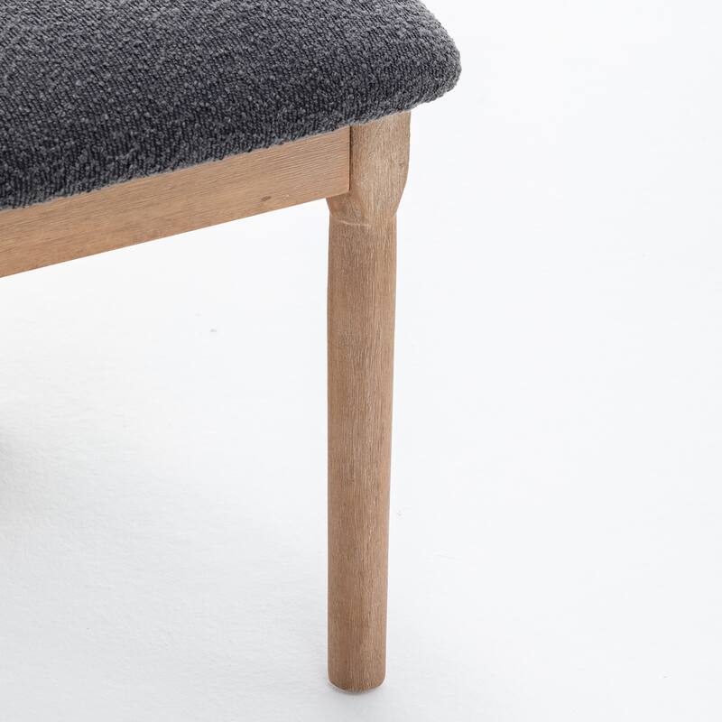 SEYNAR Set of 2 Modern Linen Upholstered Dining Chairs with Bolster Backrest