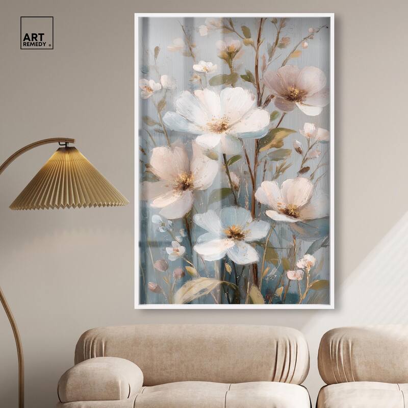 Vintage White Meadow Shadowbox by Art Remedy