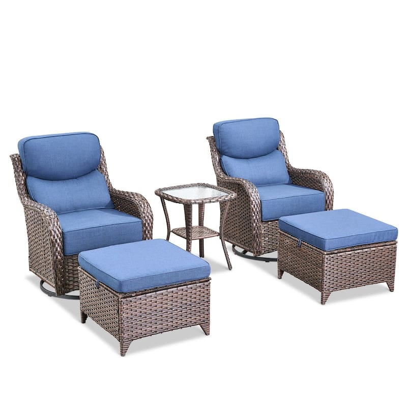 Outdoor Swivel Chairs with 6-Inch Thick Cushions for Garden
