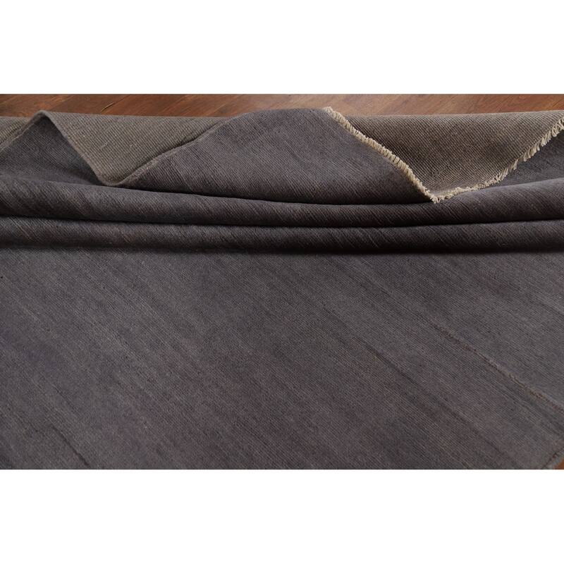 Modern Gray Blue Gabbeh Area Rug Handmade Wool Carpet - 6'7" x 9'8"